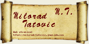 Milorad Tatović vizit kartica